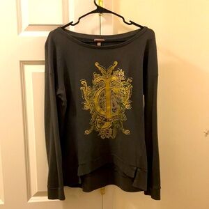 Vintage Gray Bling a linged out Juicy Couture Long Sleeved pullover sweater